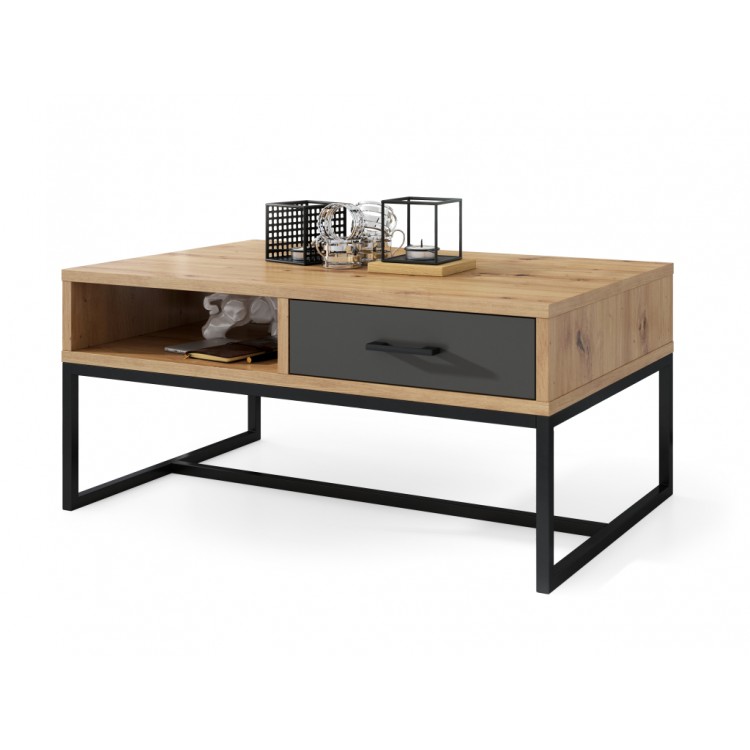 NYX Hrast Artisan/Antracit - MODERAN NISKI STOLIĆ S LADICOM, LOFT NYX Hrast Artisan/Antracit - MODERAN NISKI STOLIĆ S LADICOM, LOFT