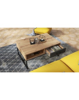 NYX Hrast Artisan/Antracit - MODERAN NISKI STOLIĆ S LADICOM, LOFT