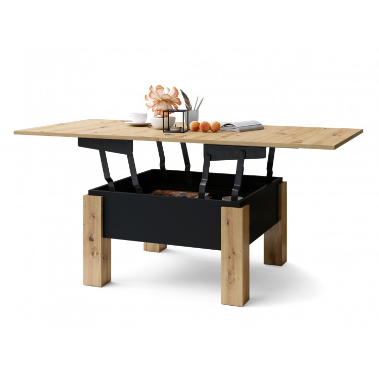 OSLO artisan dub / černá matná, skládací konferenční stolek s nastavitelnou výškou horní desky OSLO artisan dub / černá matná, skládací konferenční stolek s nastavitelnou výškou horní desky