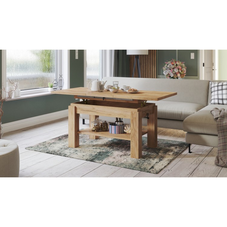 ASTORIA zlatna craft hrast, stolić za kavu, sklopivi, podignuti ASTORIA zlatna craft hrast, stolić za kavu, sklopivi, podignuti