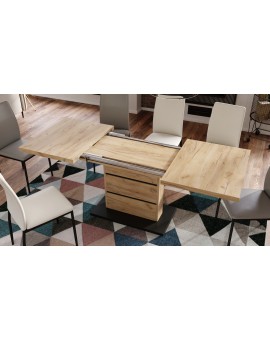 PIANO hrast craft zlatni/ crna mat - moderni sklopivi stol do 200 cm