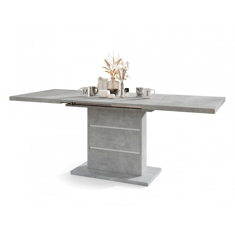 PIANO lagani beton / umetci bijele boje - moderni sklopivi stol do 200 cm PIANO lagani beton / umetci bijele boje - moderni sklopivi stol do 200 cm