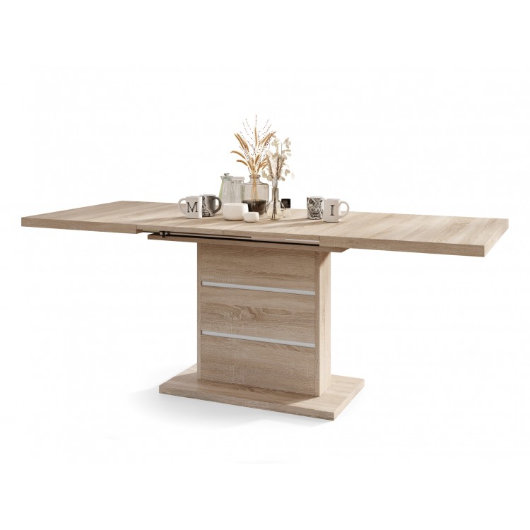 PIANO dub sonoma / bílé vložky - moderní rozkládací stůl do 200 cm PIANO dub sonoma / bílé vložky - moderní rozkládací stůl do 200 cm