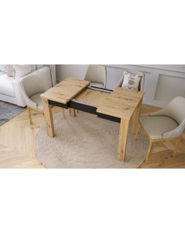 FONTE Hrast Artisan/ Crni Mat-  KLASIČNI I TRADICIONALNI STOL ZA BLAGOVAONU/ DNEVNU SOBU  85X75 SKLOPIVI DO 130 CM!