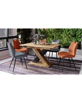 KARO Hrast Craft zlatni/Crna mat boja- MODERNI SKLOPIVI STOL DO 180 CM!
