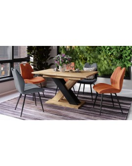 KARO Hrast Craft zlatni/Crna mat boja- MODERNI SKLOPIVI STOL DO 180 CM!