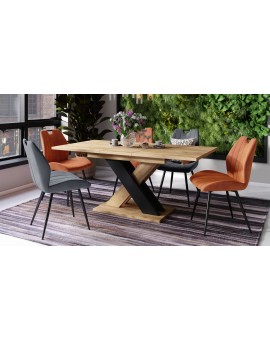 KARO Hrast Craft zlatni/Crna mat boja- MODERNI SKLOPIVI STOL DO 180 CM!