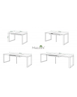 AVARI Černý Matný - LOFTOVÝ STŮL DO OBÝVACÍHO POKOJE / JÍDELNY, ROZKLÁDANÝ do 290 cm!