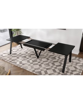 AVERY Crni Mat - STOL U STILU POTKROVLJA ZA BLAGOVAONICU/ ZA DNEVNI BORAVAK SKLOPIVI / DO 290 cm!