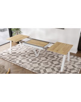 AVERY Dub Craft Zlatý / biela spodná časť - LOFTOVÝ / PRIEMYSELNÝ STÔL DO OBÝVAČKY/ JEDÁLNE ROZKLADACÍ DO 290 cm!