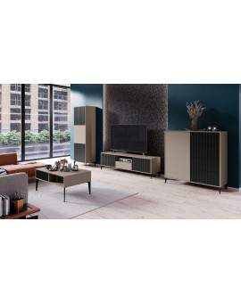 Stolić RIMINI S-100 Beige Taupe/Mat Black - MODERAN STOL S LADICAMA/POLICAMA I ŽLJEBOVIMA